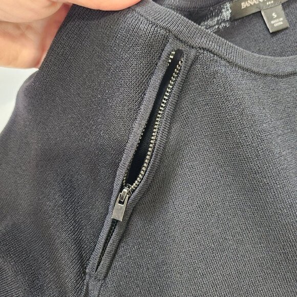 Banana Republic Factory Sweater Dress Womens S Black Shift Long Raglan Sleeve - Picture 9 of 11